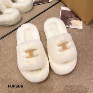 Fashion brand furry slippers for women 2023 new style metal buckle flip flops spring and autumn home cotton slippers summer outdoor fur half slippers