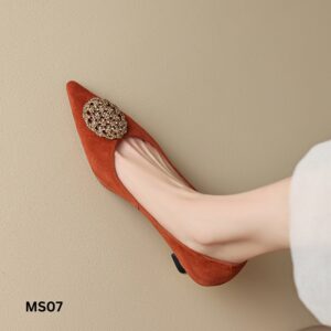 Shangsi is very beautiful~Pointed flower shallow mouth single shoes for women 2023 retro style frosted stiletto shoes.