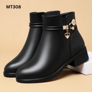 New autumn and winter mother's cotton shoes thick heel non-slip short boots plus velvet warm middle-aged and elderly women's boots medium heel ladies single boots