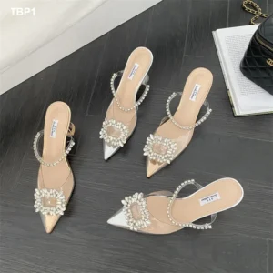 Transparent pointed glass heel