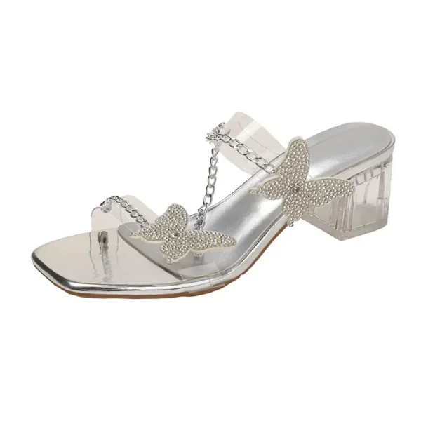Butterfly rhinestone one-piece sandals - Image 4